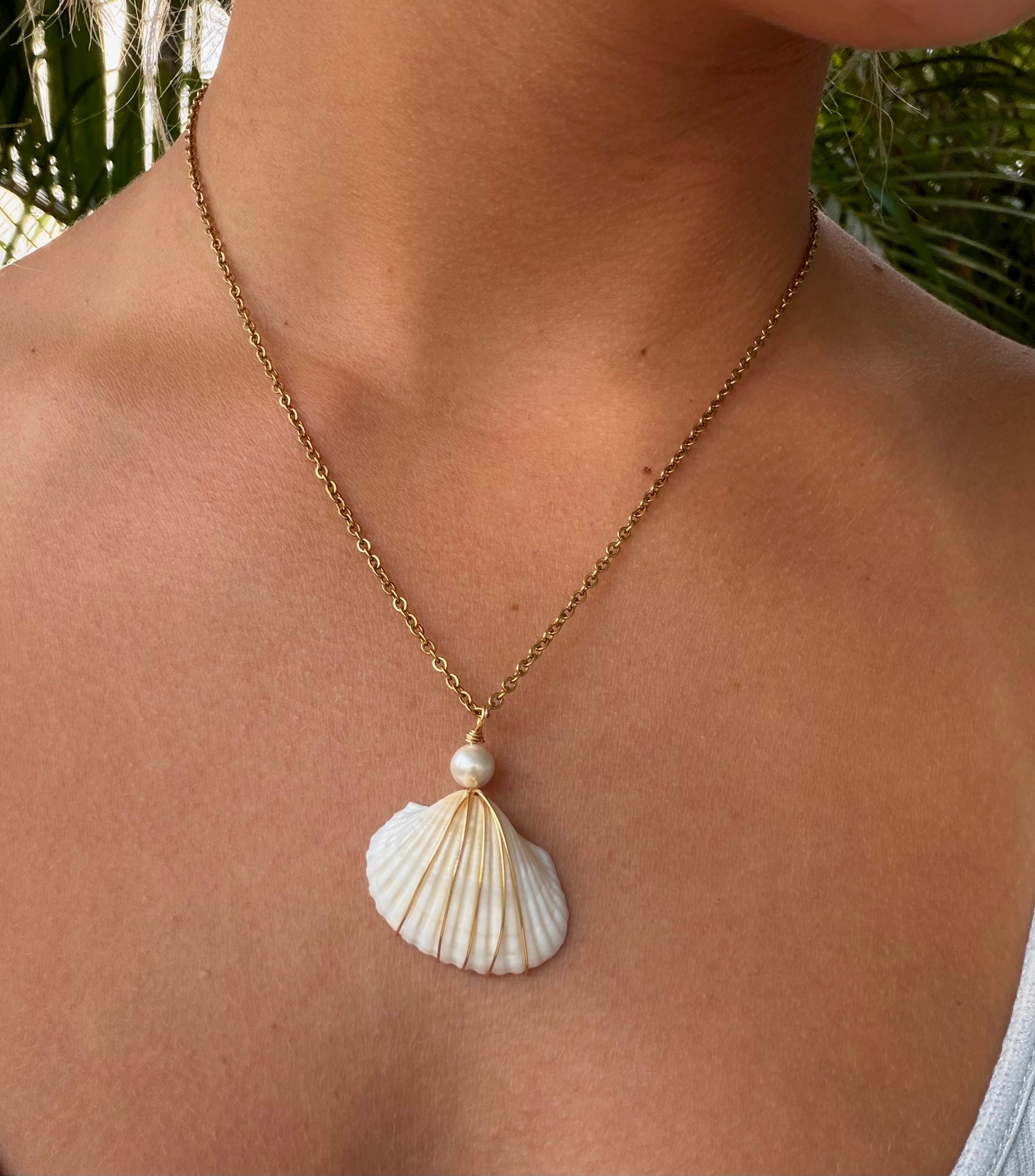 Gold Held Shell Necklace