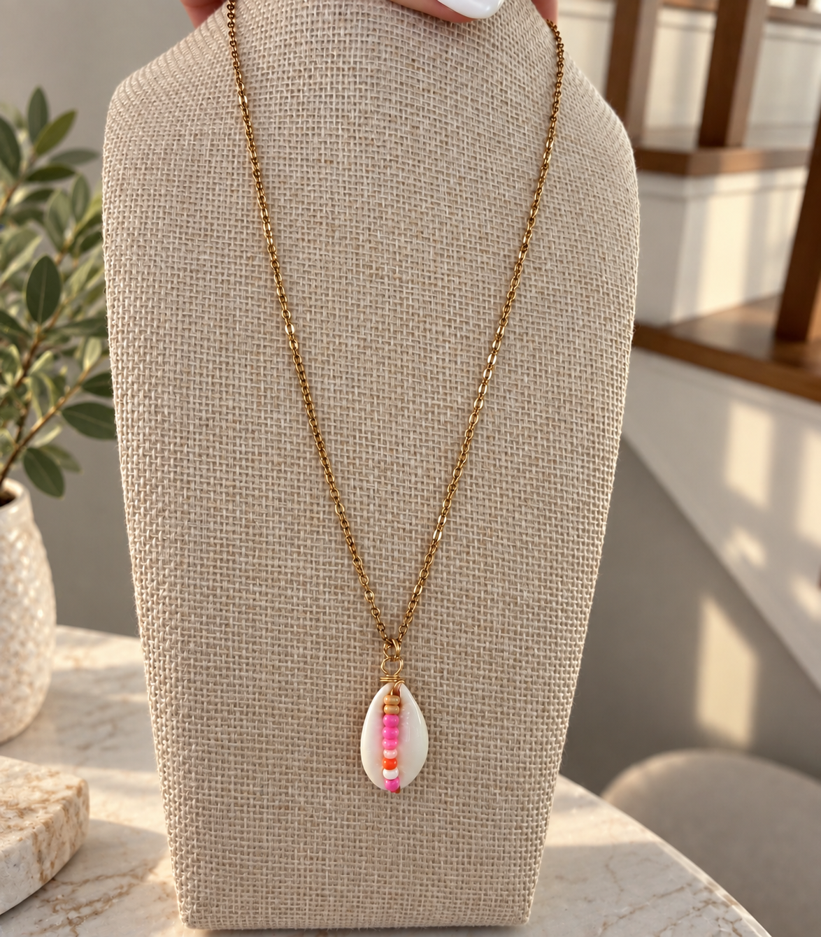 Pink Cowrie Necklace